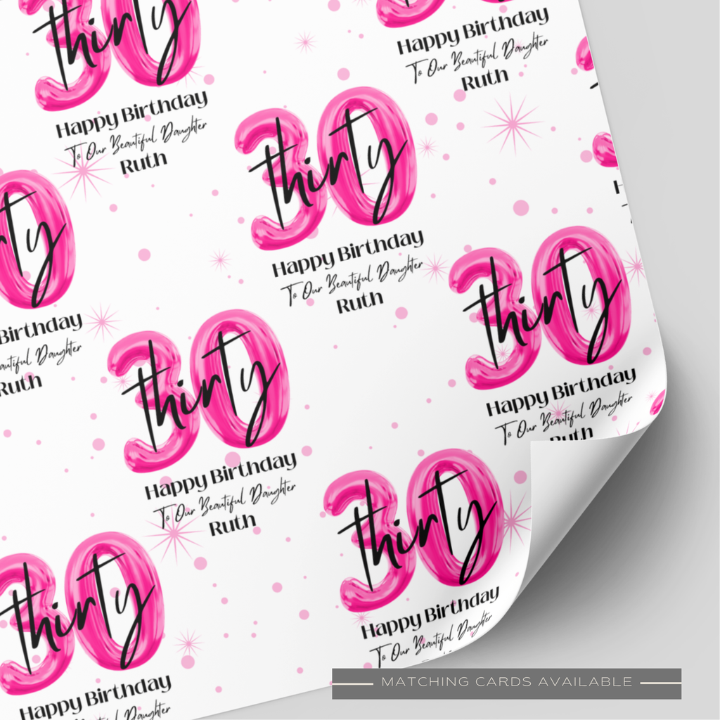 30th Birthday Pink Balloon Wrapping Paper