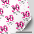 30th Birthday Pink Balloon Wrapping Paper