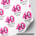 40th Birthday Pink Balloon Wrapping Paper