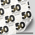 50th Birthday Black & Gold Balloon Wrapping Paper