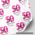 50th Birthday Pink Balloon Wrapping Paper
