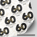 60th Birthday Black & Gold Balloon Wrapping Paper