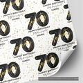 70th Birthday Black & Gold Balloon Wrapping Paper