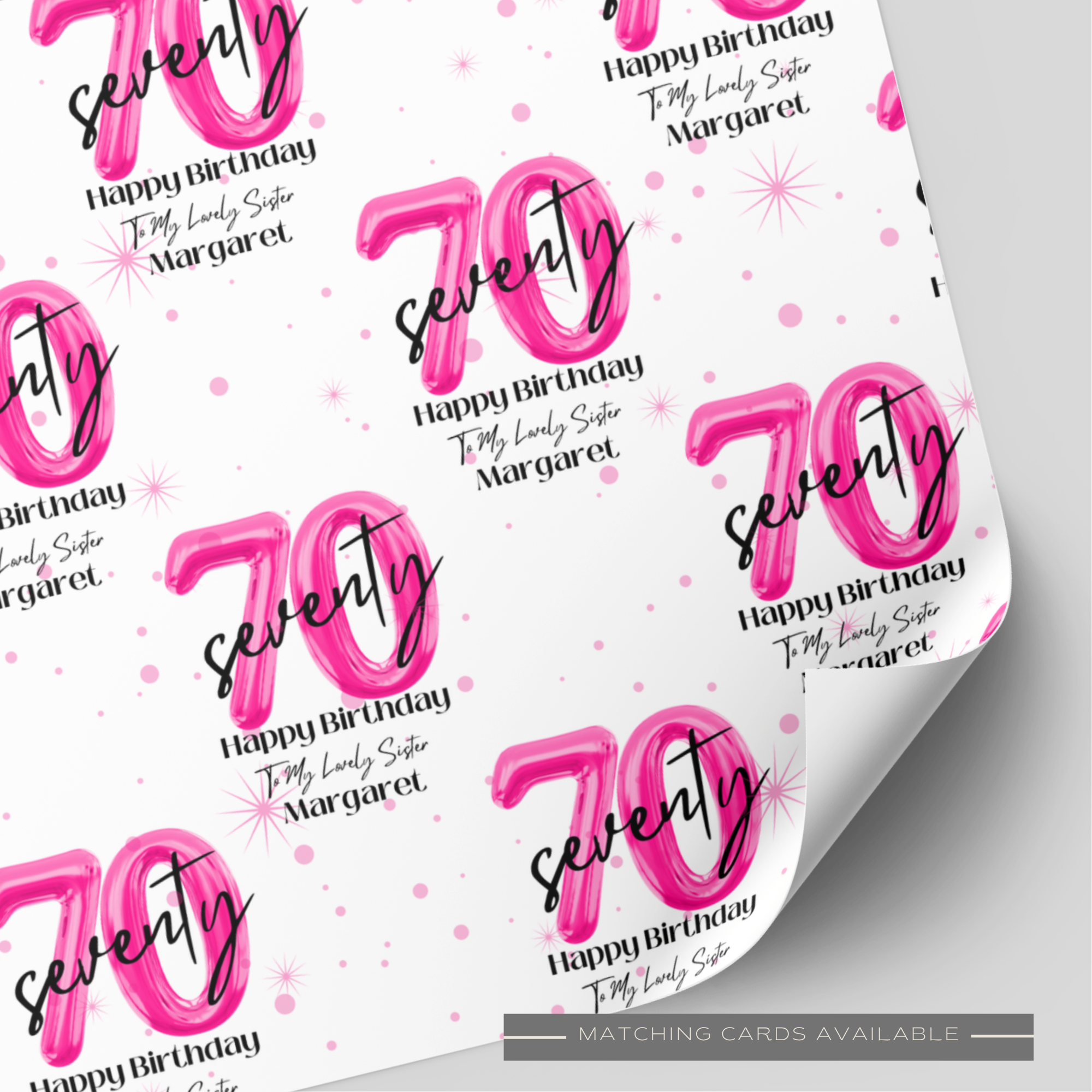 70th Birthday Pink Balloon Wrapping Paper