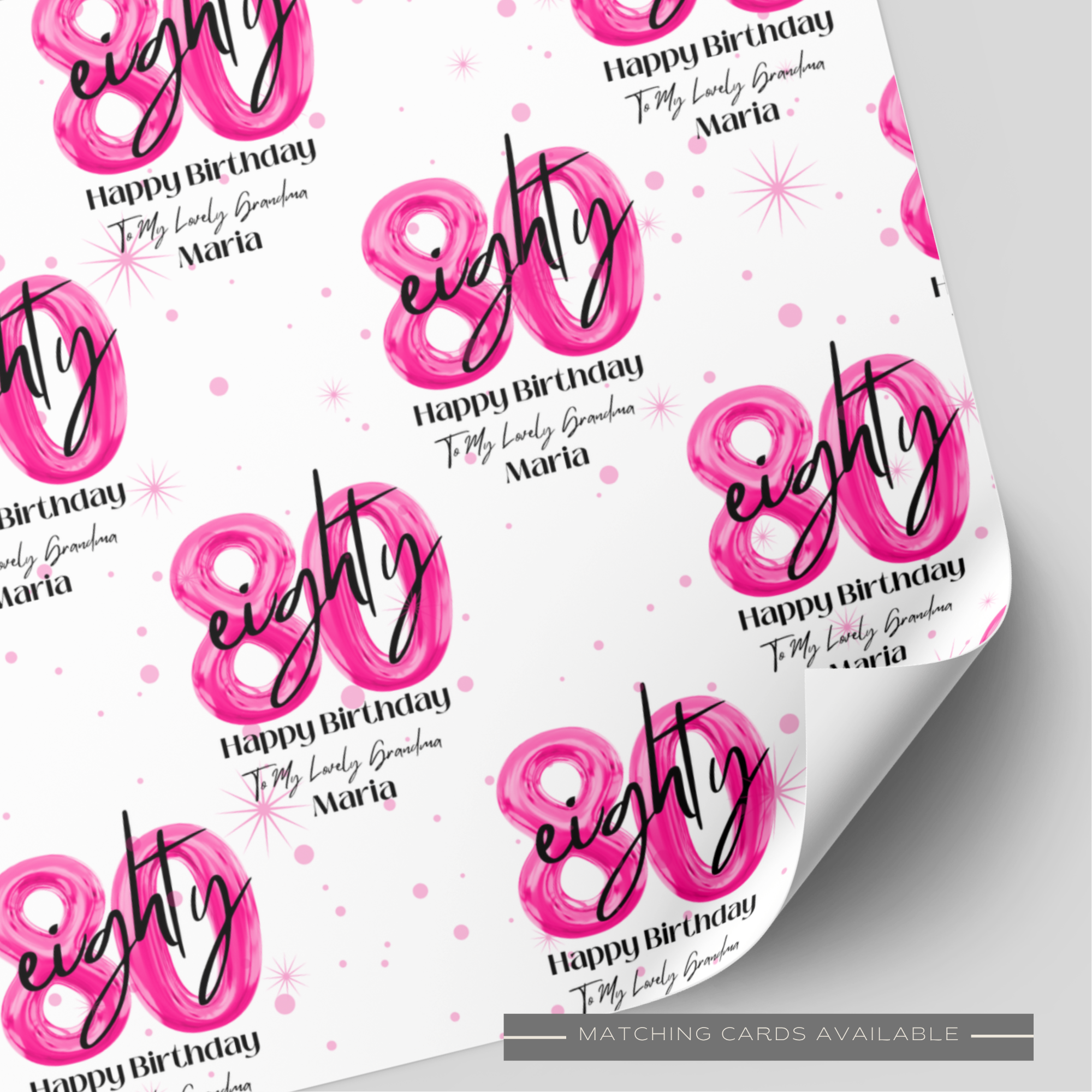 80th Birthday Pink Balloon Wrapping Paper