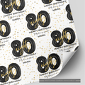 80th Birthday Black & Gold Balloon Wrapping Paper