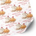 Plushie Christmas Wrapping Paper | Coffee & Croissant Gift Wrap