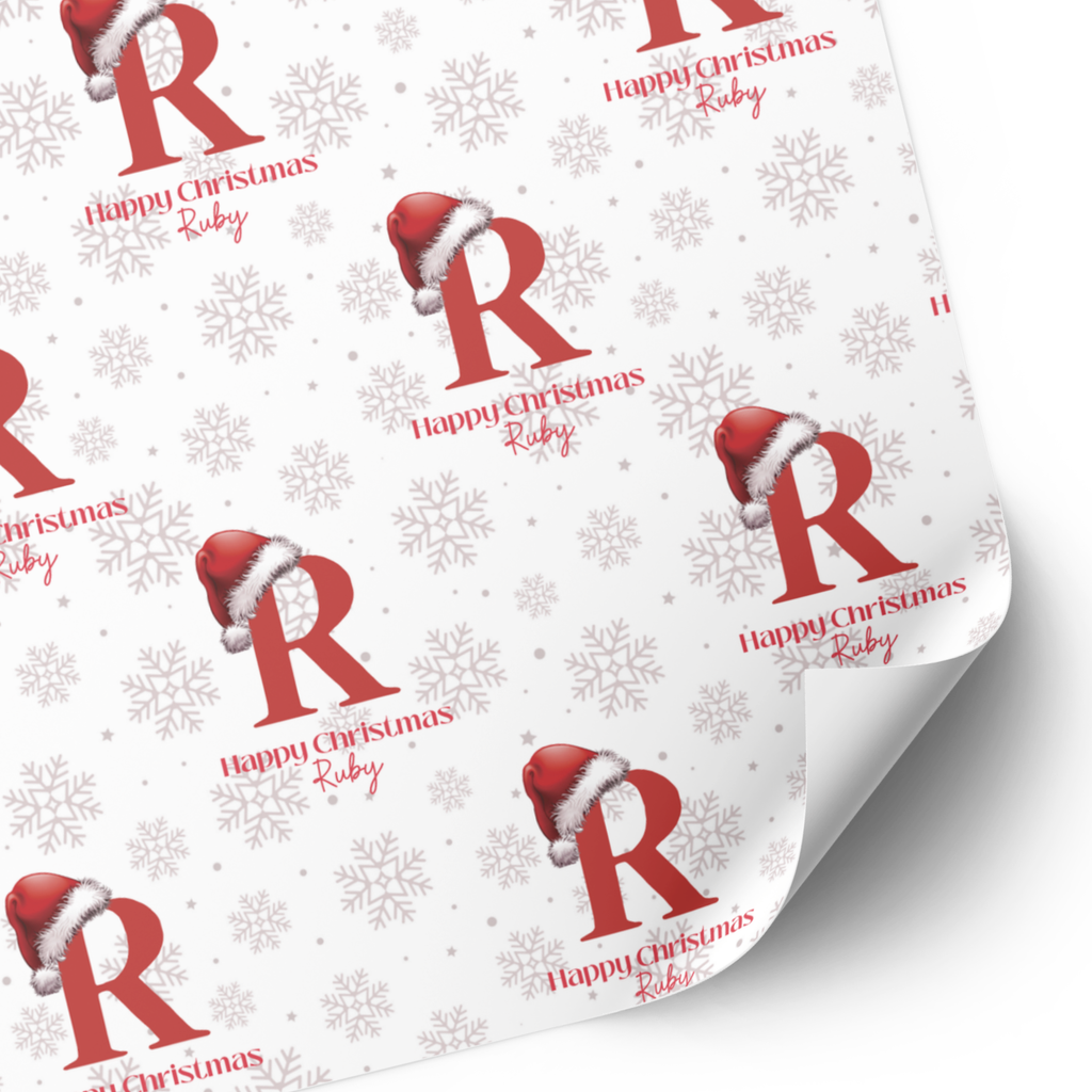 Initial Christmas Wrapping Paper | Santa Hat