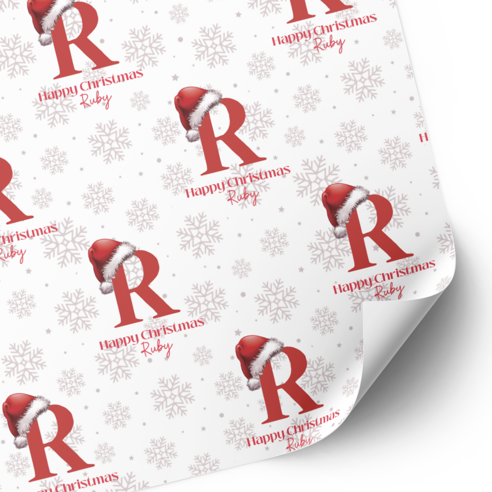 Initial Christmas Wrapping Paper | Santa Hat
