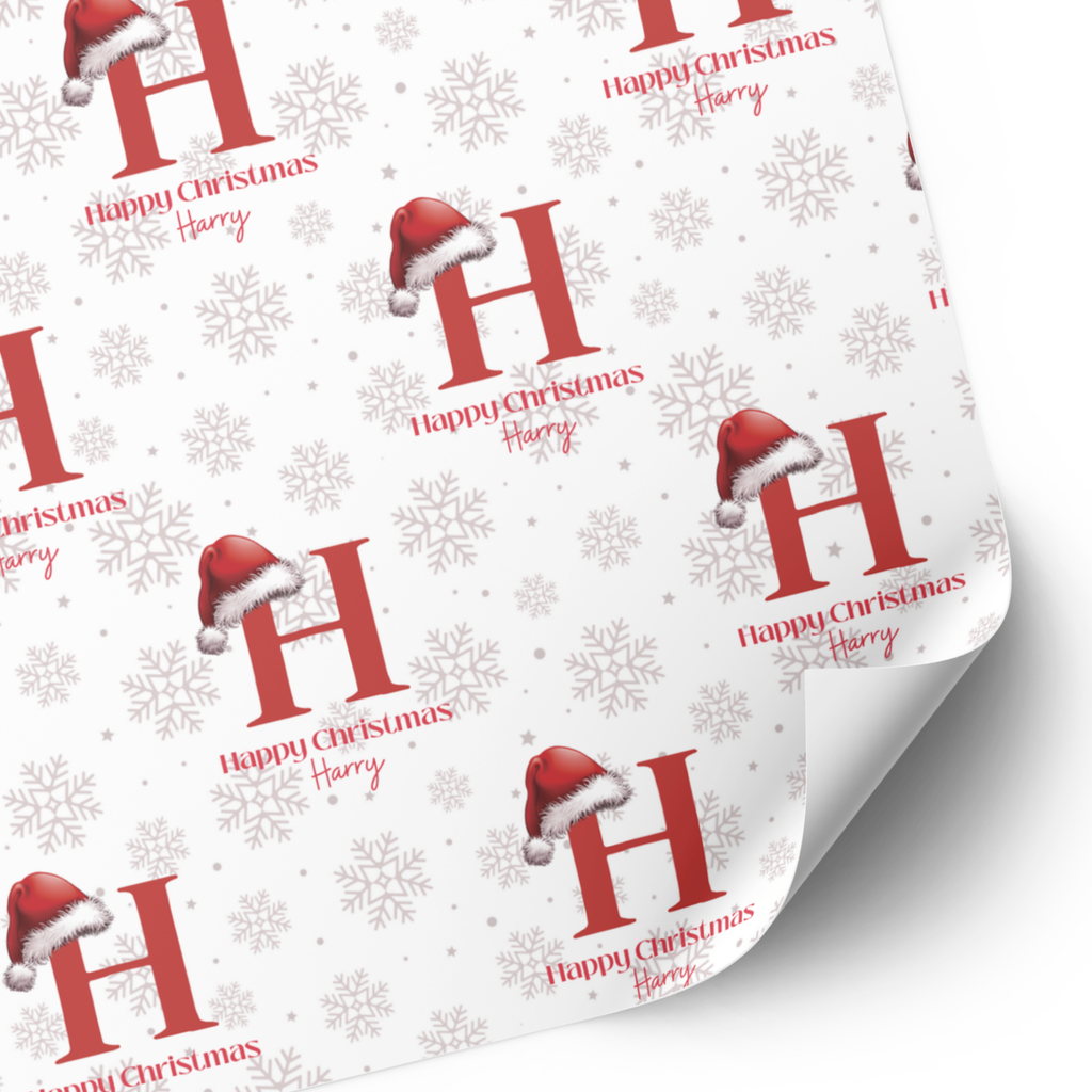 Initial Christmas Wrapping Paper | Santa Hat