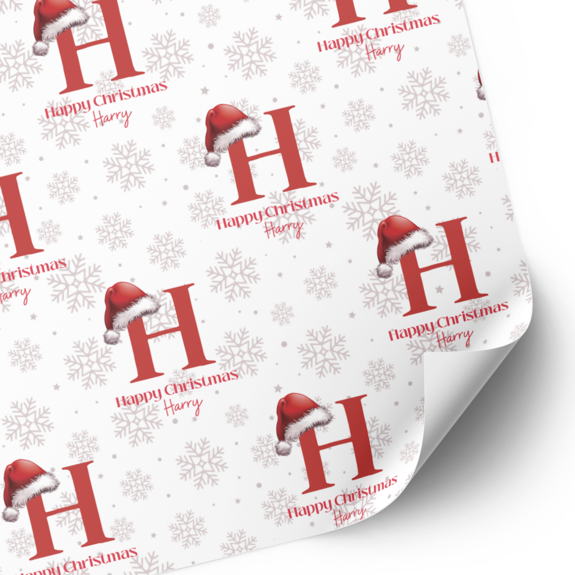 Initial Christmas Wrapping Paper | Santa Hat