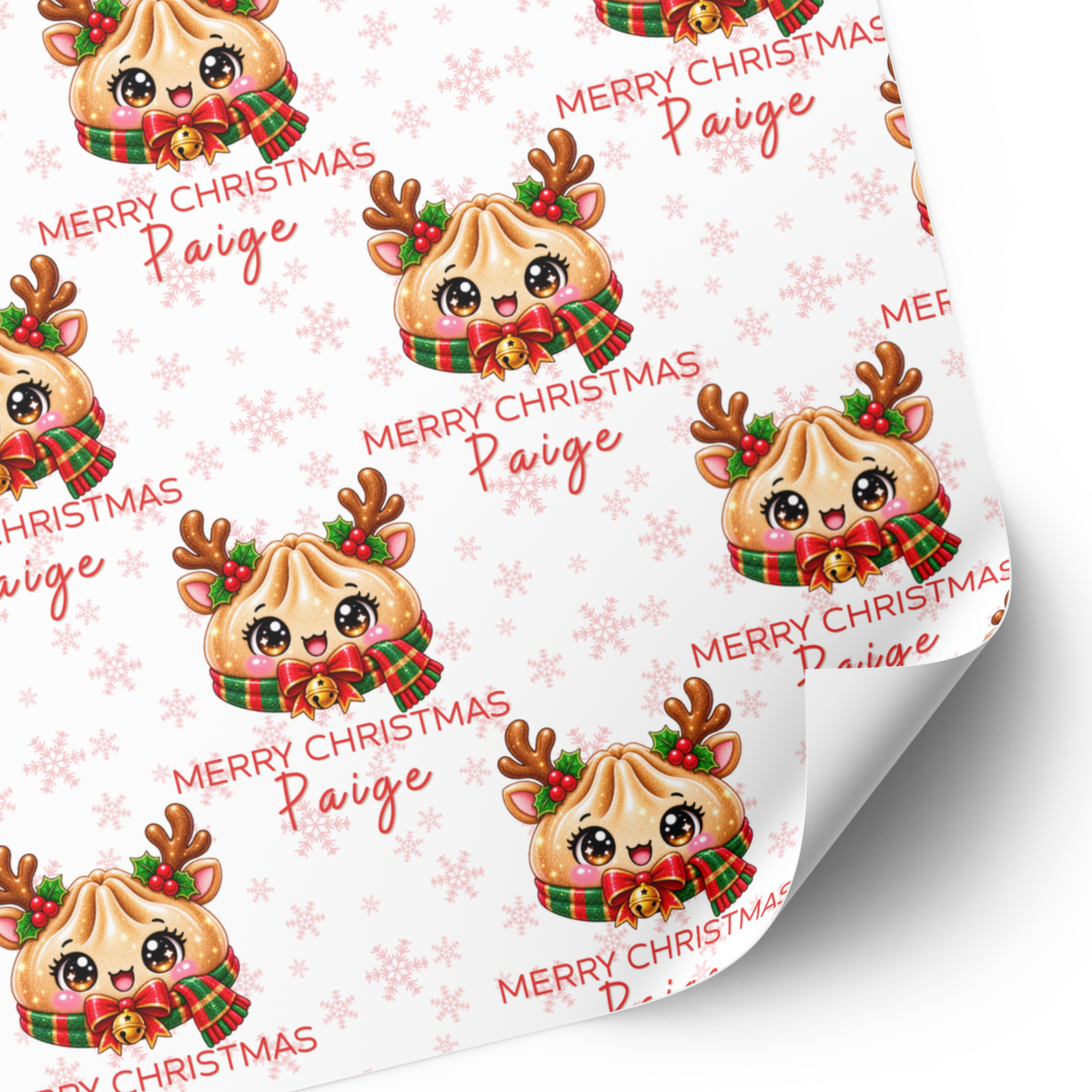 Dumpling Christmas Wrapping Paper | Reindeer Dumpling Gift Wrap