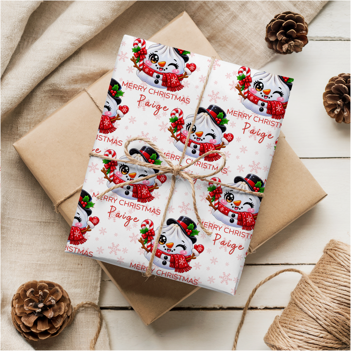Dumpling Christmas Wrapping Paper | Snowman Dumpling Gift Wrap