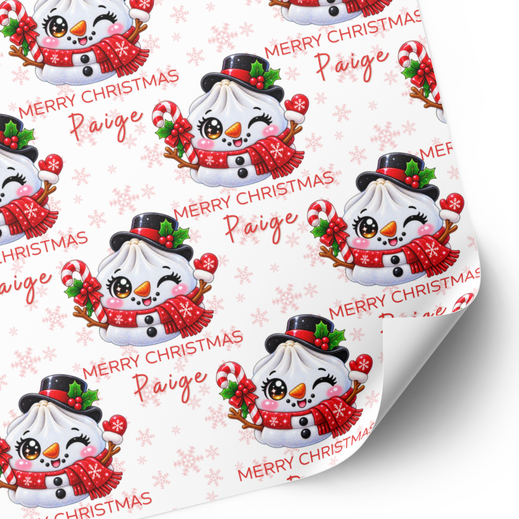 Dumpling Christmas Wrapping Paper | Snowman Dumpling Gift Wrap