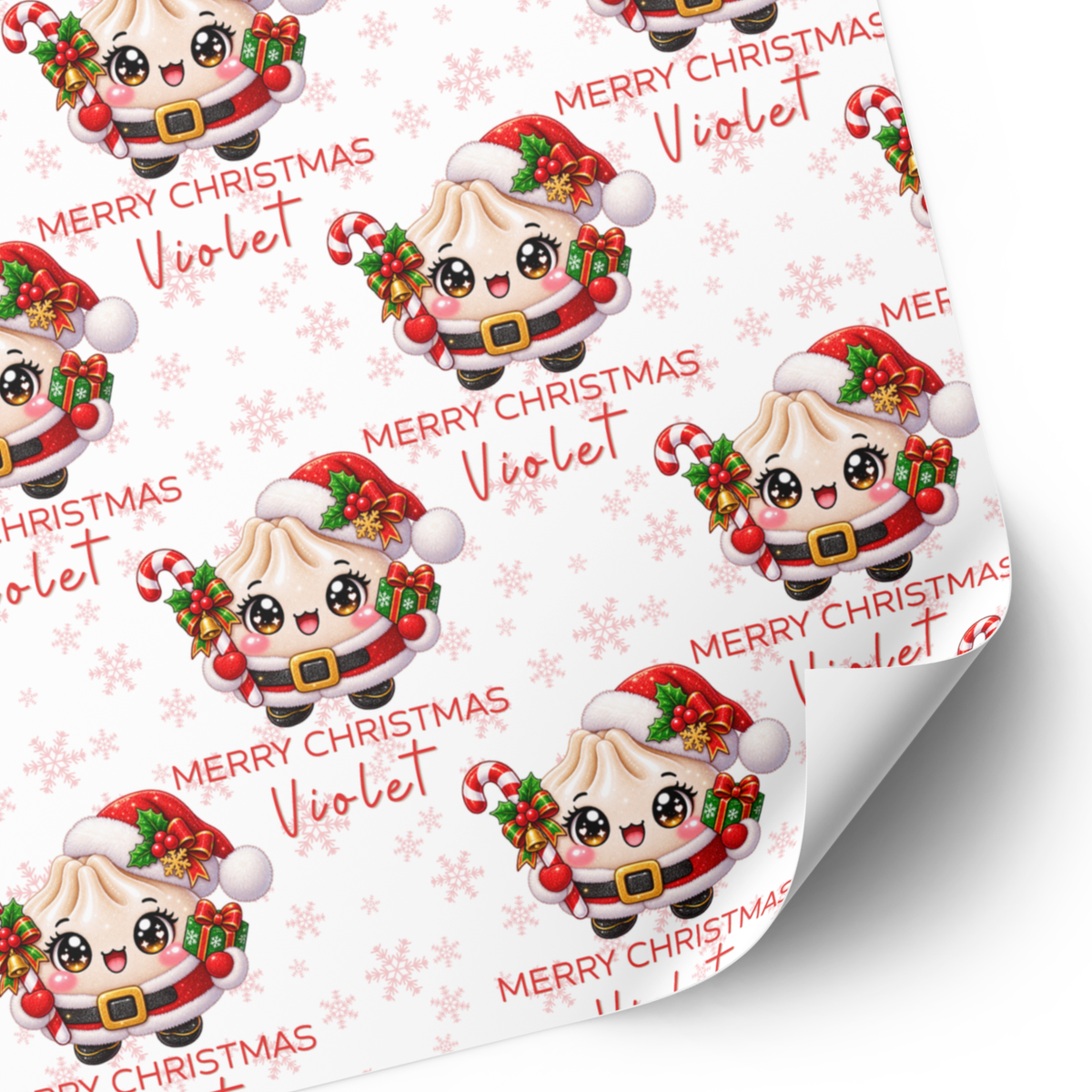 Dumpling Christmas Wrapping Paper | Santa Dumpling Gift Wrap