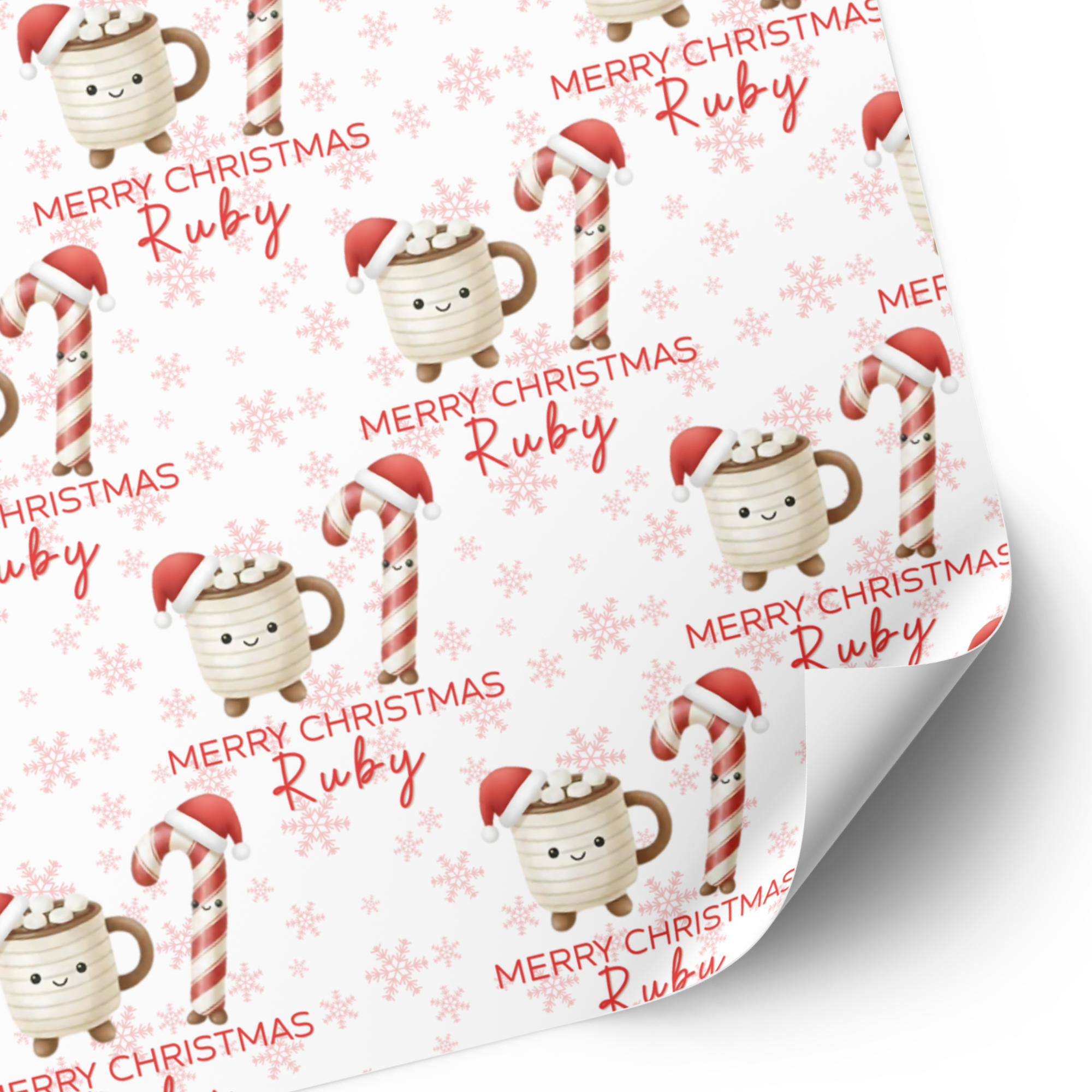 Plushie Christmas Wrapping Paper | Coffee & Candy Cane Gift Wrap