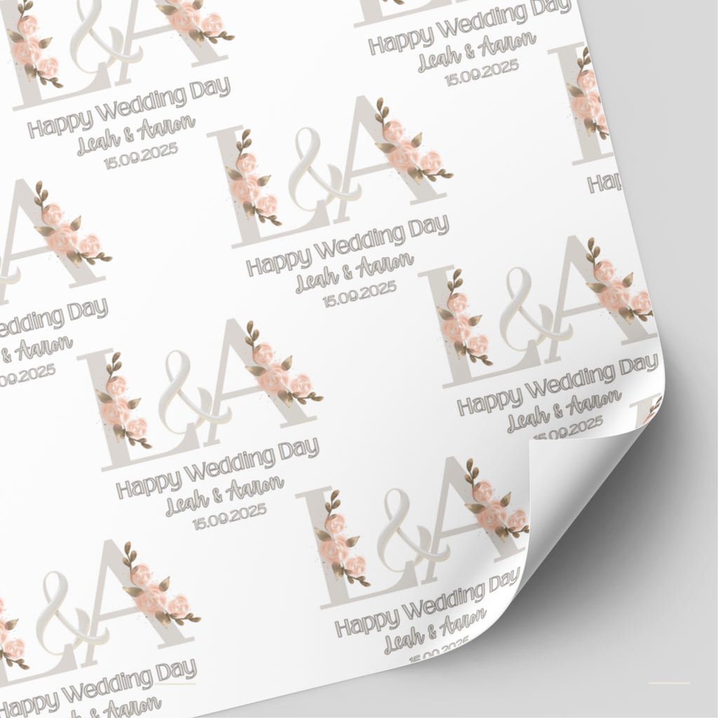 Floral Initial Wedding Day Wrapping Paper