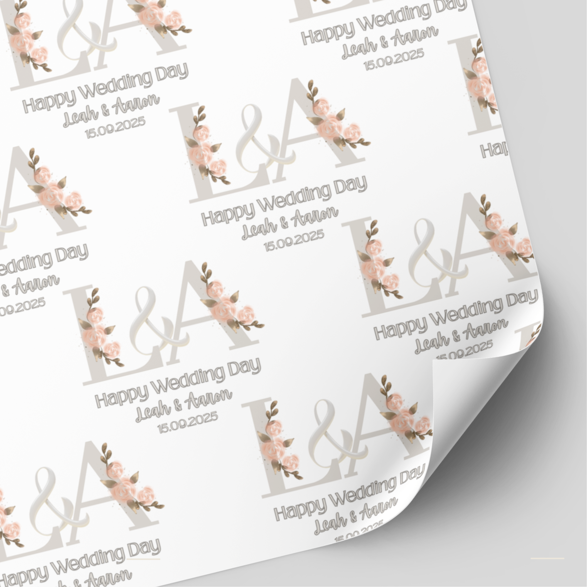 Floral Initial Wedding Day Wrapping Paper