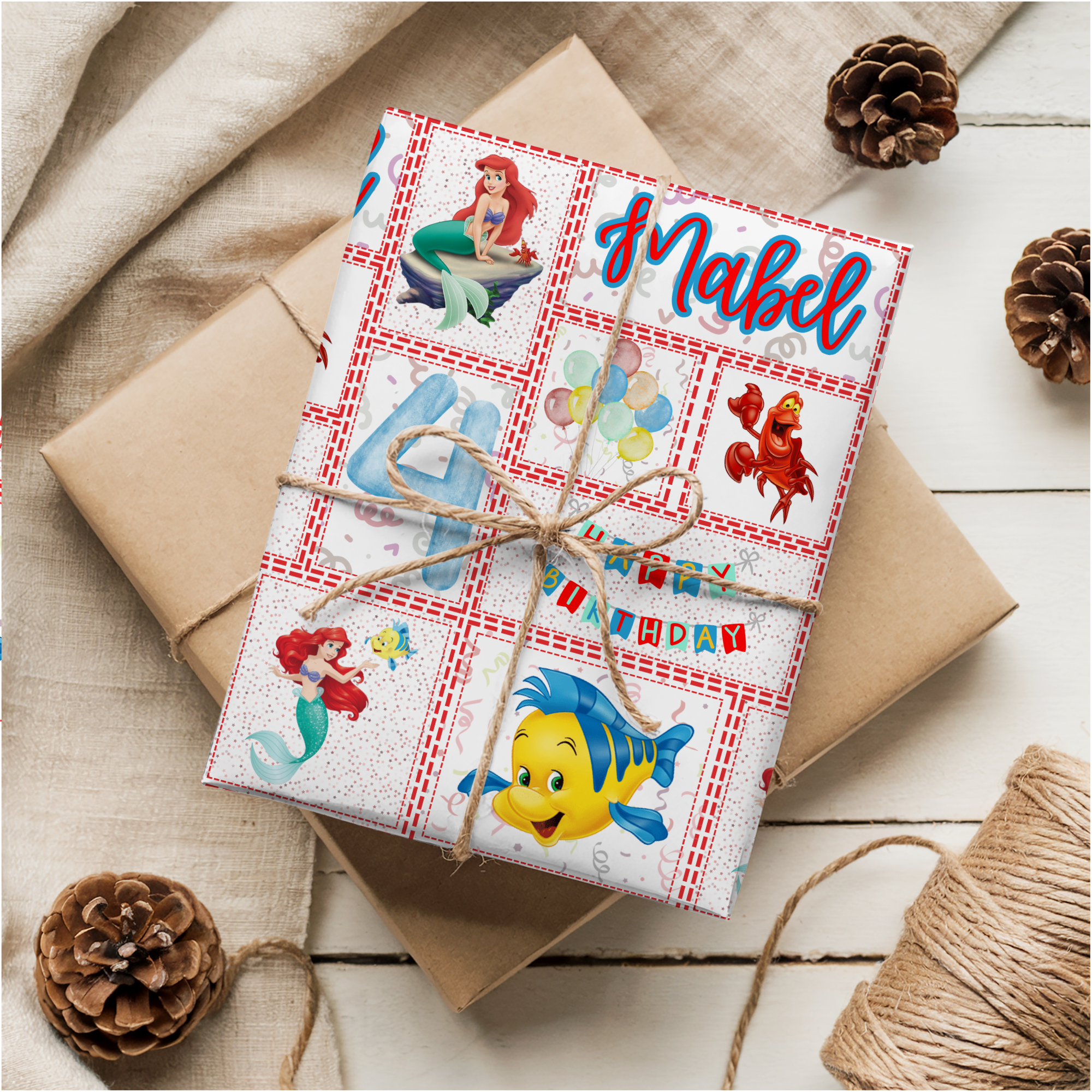 Little Mermaid Birthday Wrapping Paper