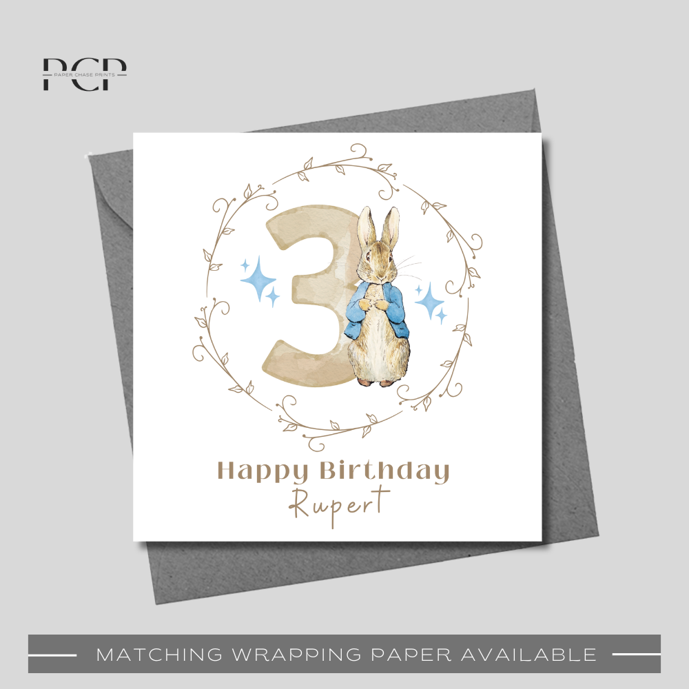 Peter Rabbit 3rd Birthday Card