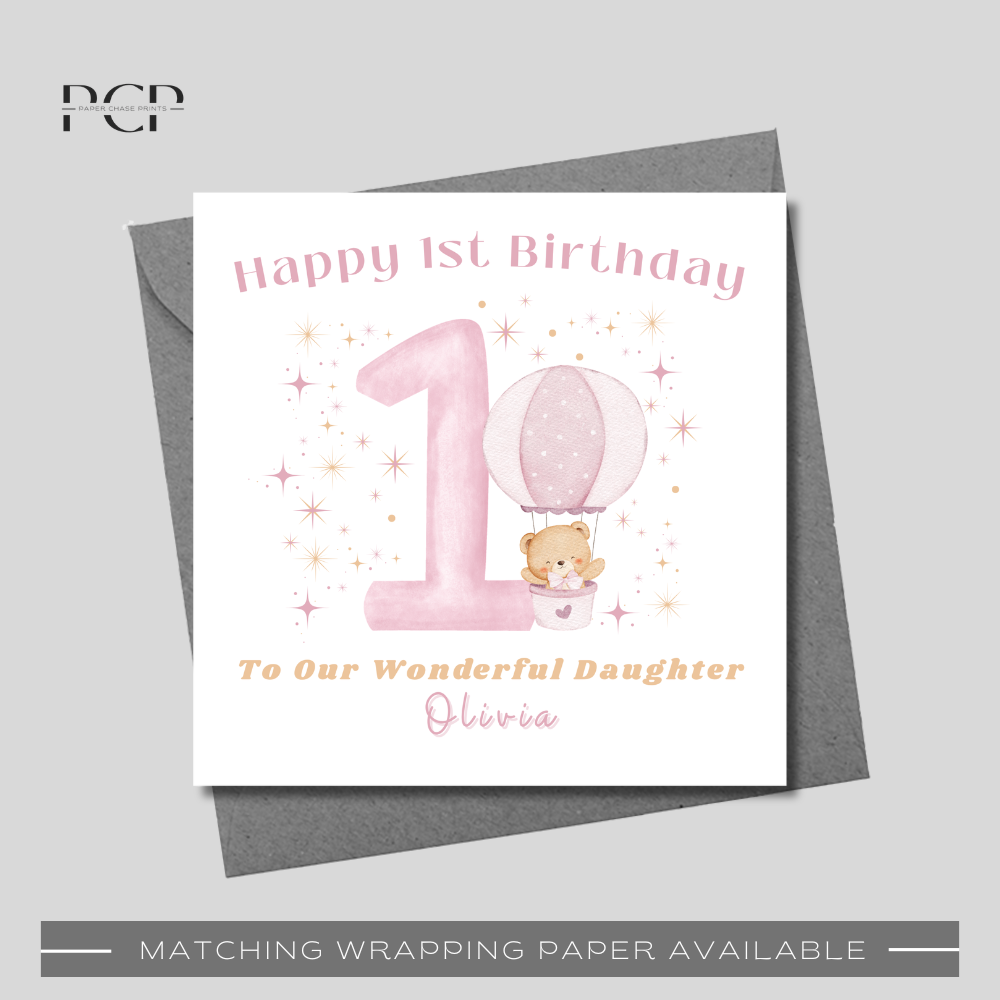Girls 1st Birthday Card