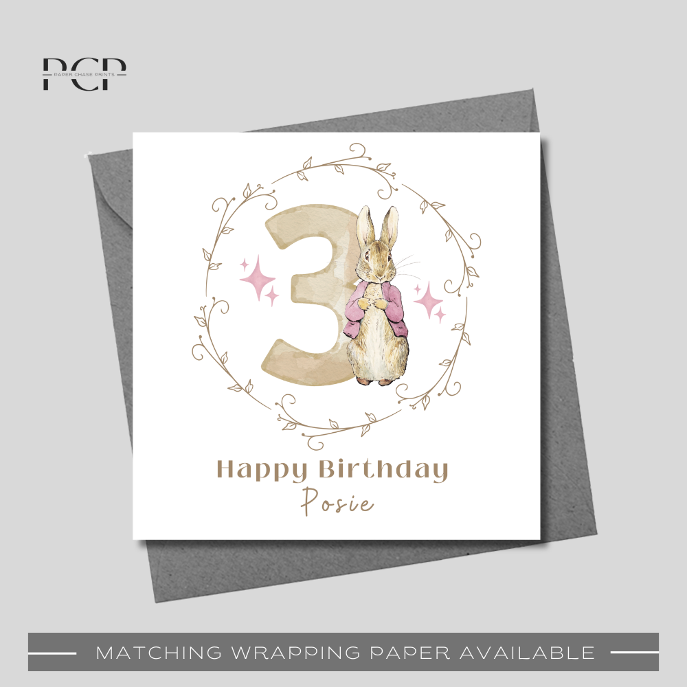 Flopsy Rabbit 3rd Birthday Card