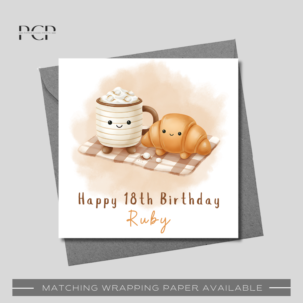 Coffee & Croissant Birthday Card