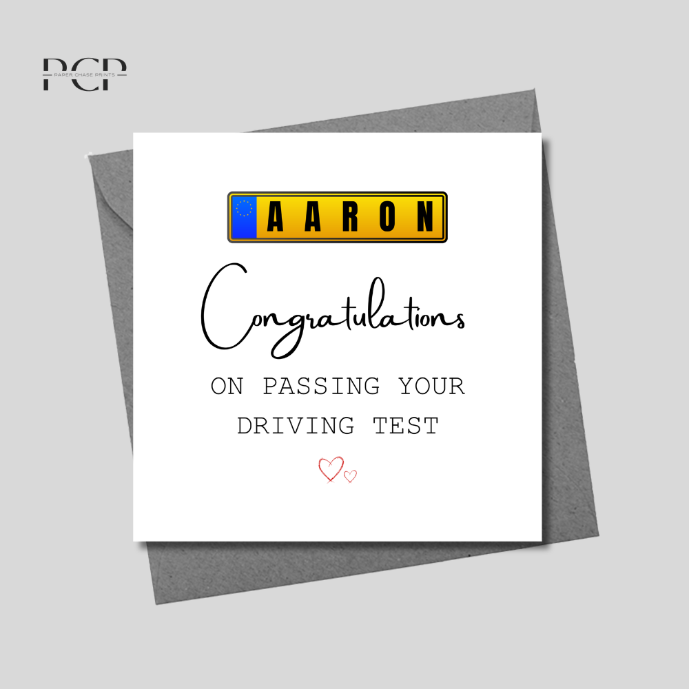 Passed Driving Test Card | Congratulations Card | Yellow