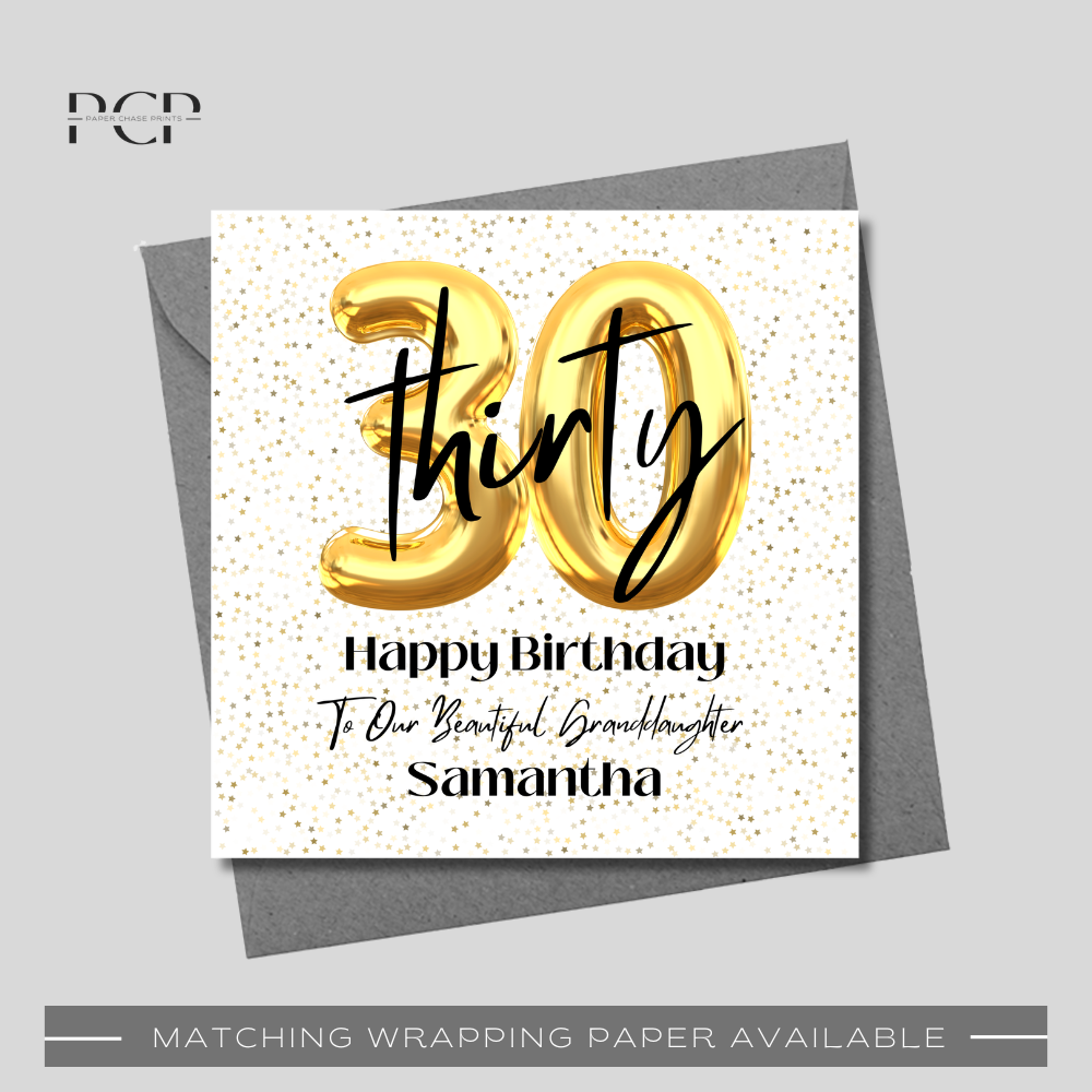 30th Birthday Gold Balloon Wrapping Paper