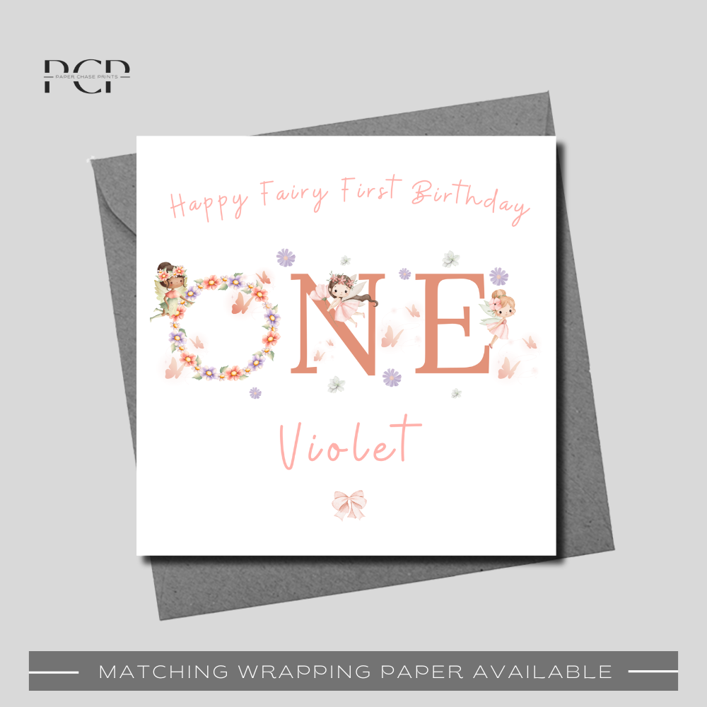 Fairy 1st Birthday Wrapping Paper | 1st Birthday Gift Wrap