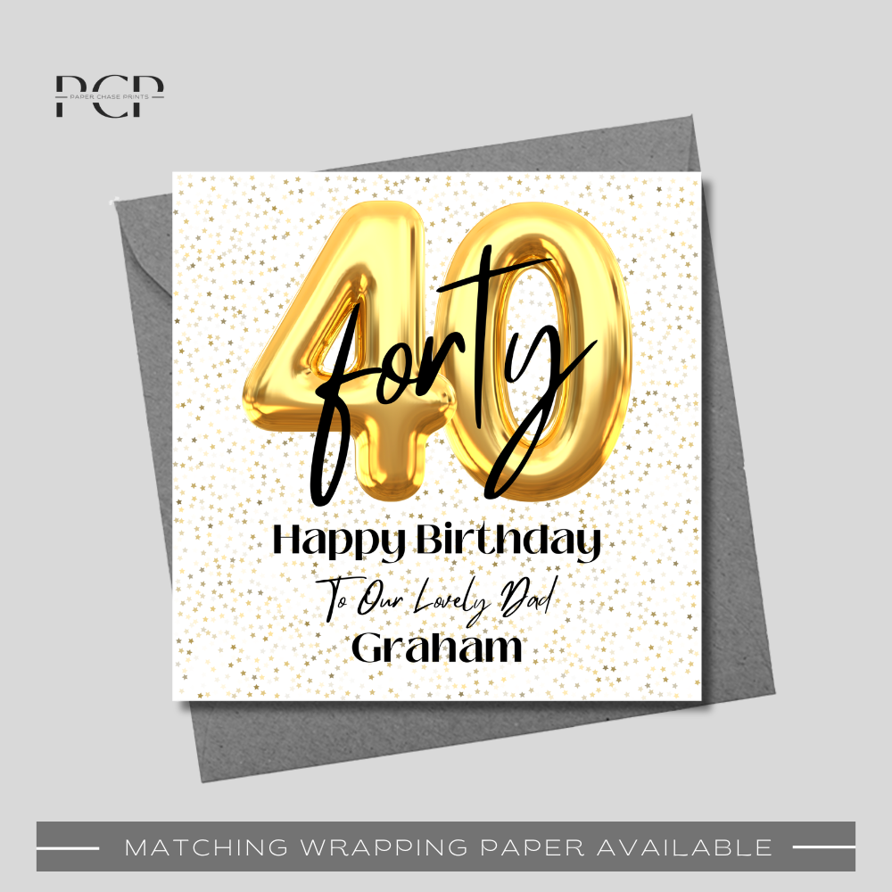 40th Birthday Gold Balloon Wrapping Paper