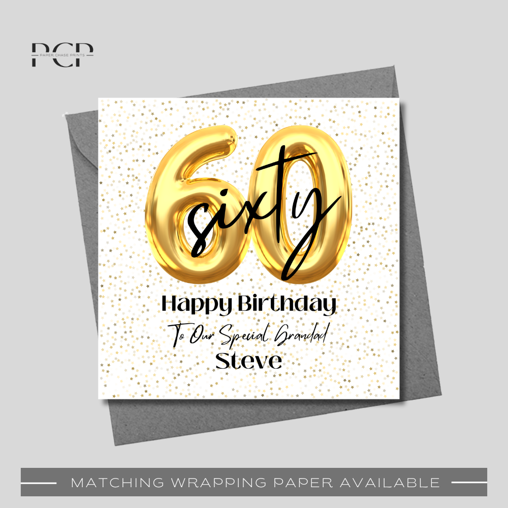 60th Birthday Gold Balloon Wrapping Paper