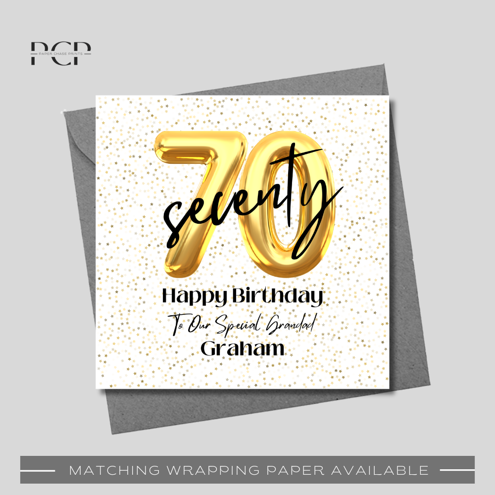 70th Birthday Gold Balloon Wrapping Paper