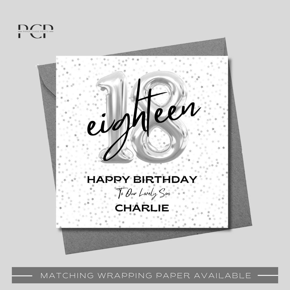 18th Birthday Silver Balloon Wrapping Paper