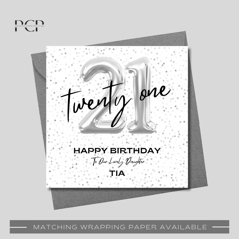 21st Birthday Silver Balloon Wrapping Paper