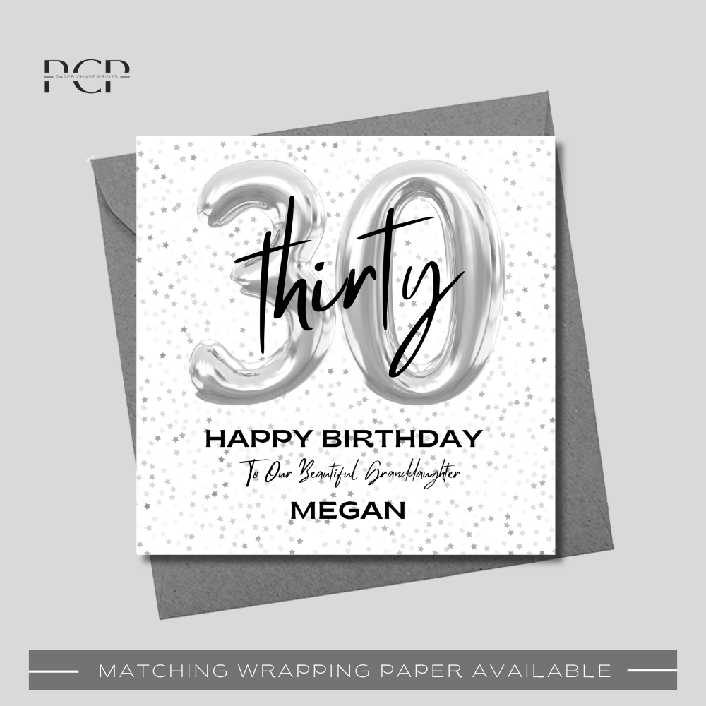 30th Birthday Silver Balloon Wrapping Paper