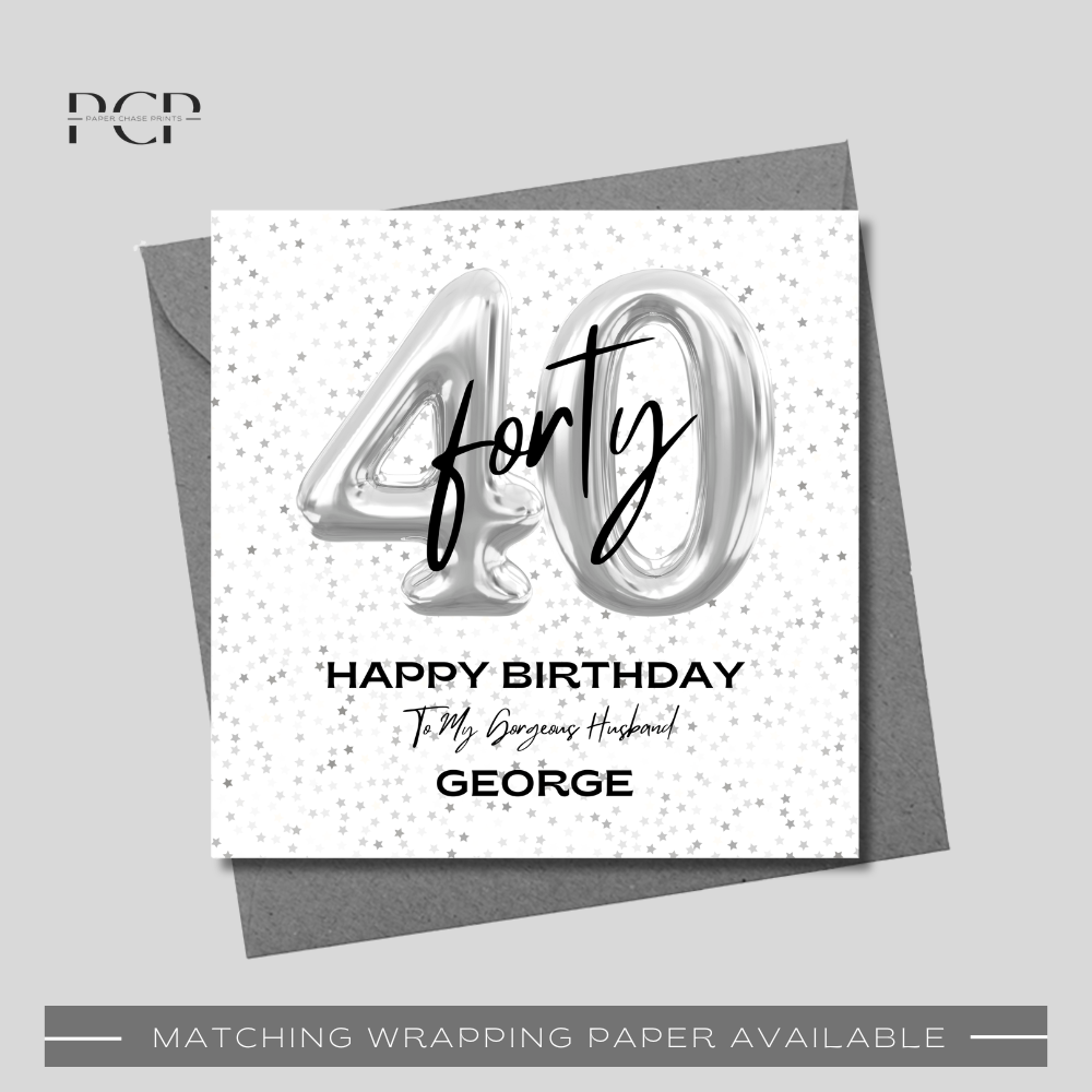 40th Birthday Silver Balloon Wrapping Paper