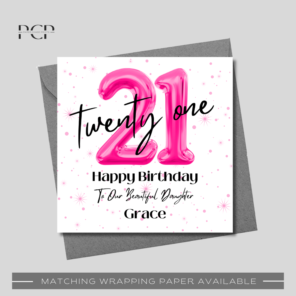 21st Birthday Pink Balloon Wrapping Paper