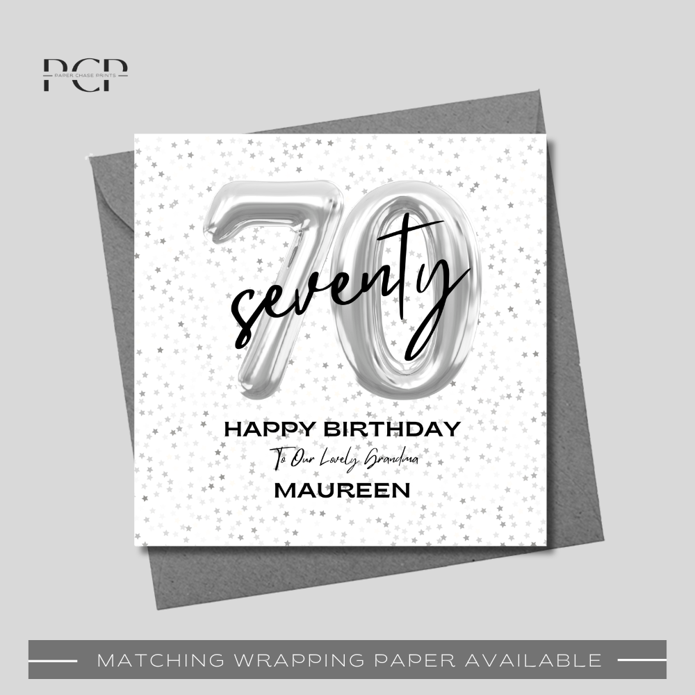 70th Birthday Silver Balloon Wrapping Paper