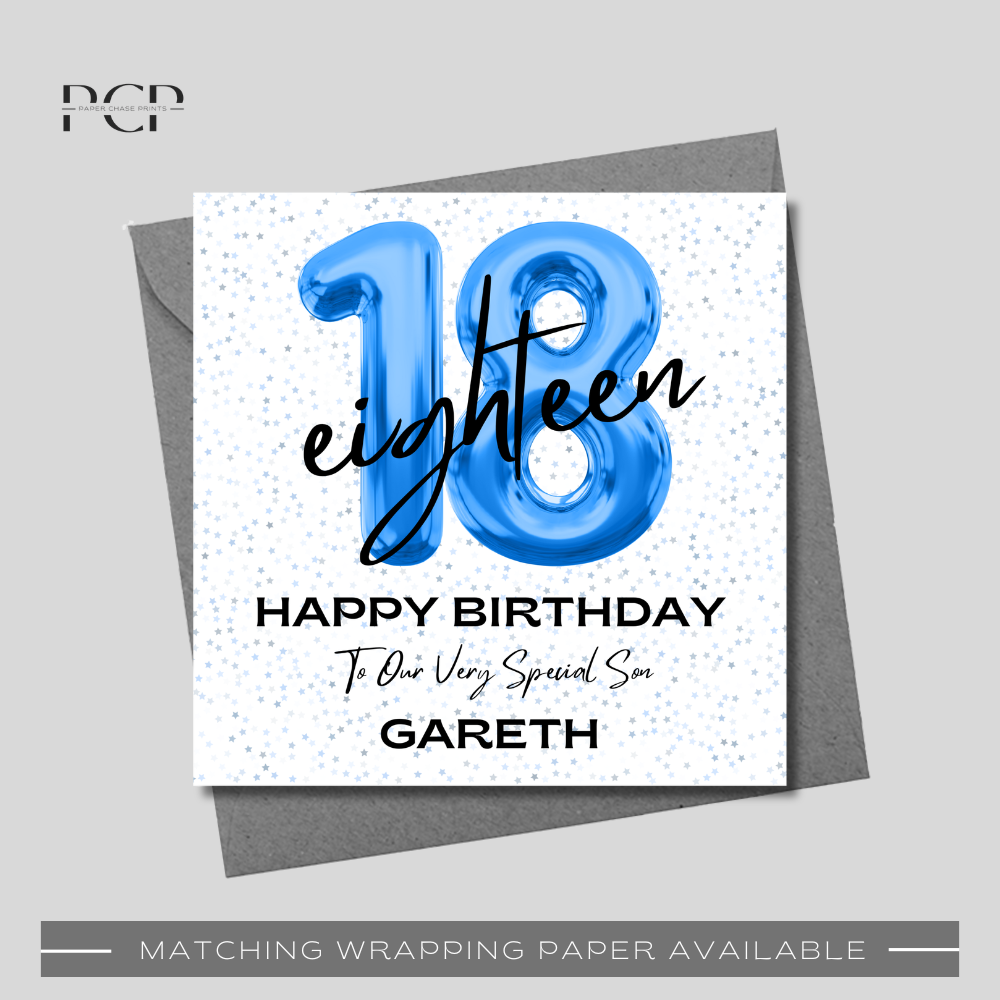 18th Birthday Blue Balloon Wrapping Paper