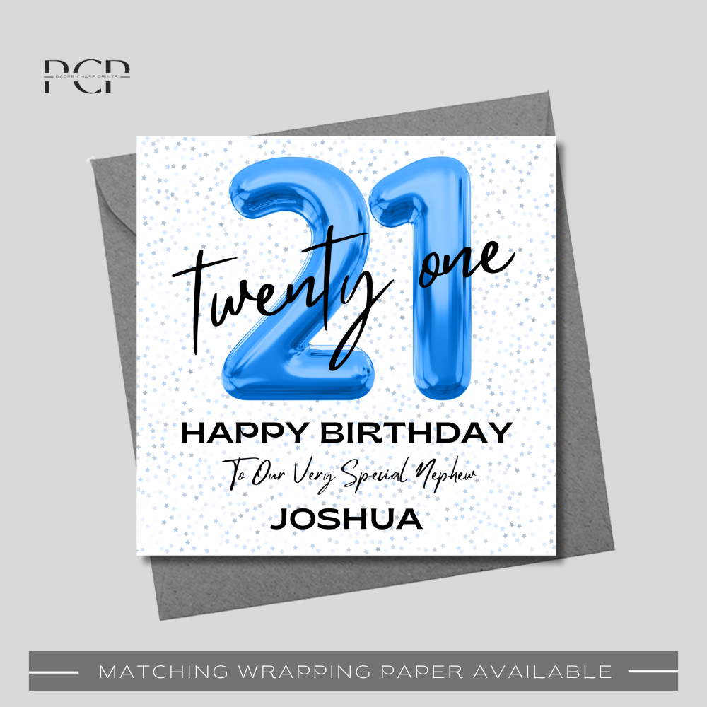 21st Birthday Blue Balloon Wrapping Paper