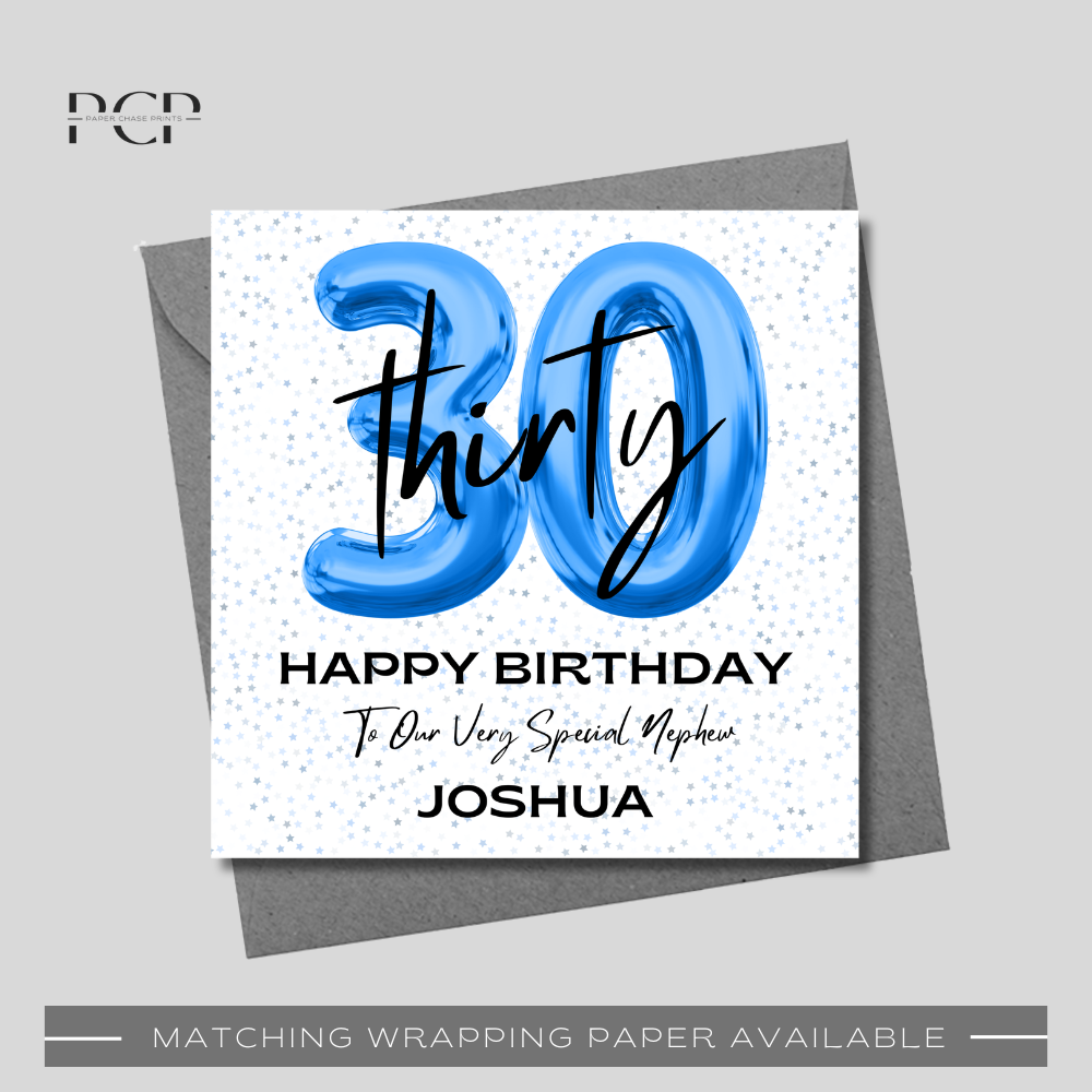 30th Birthday Blue Balloon Wrapping Paper