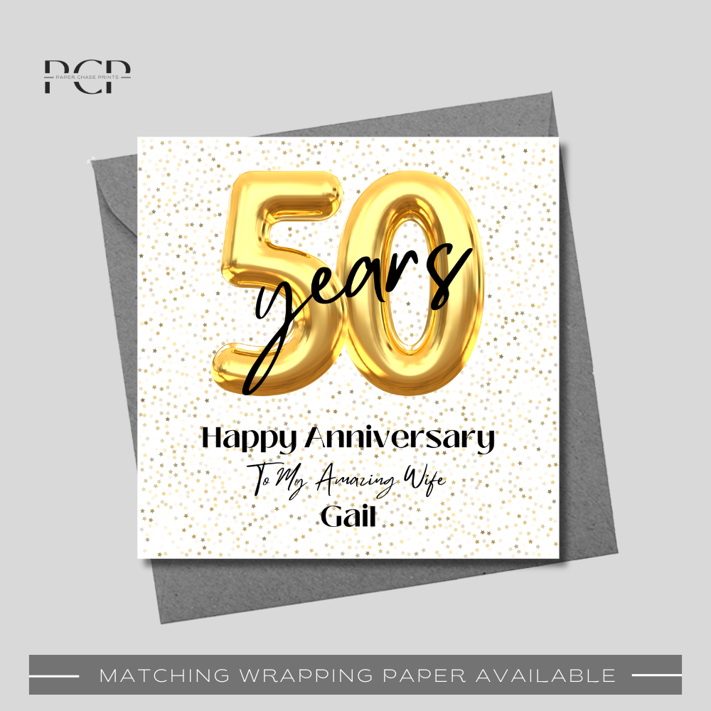 Gold 50th Wedding Anniversary Wrapping Paper