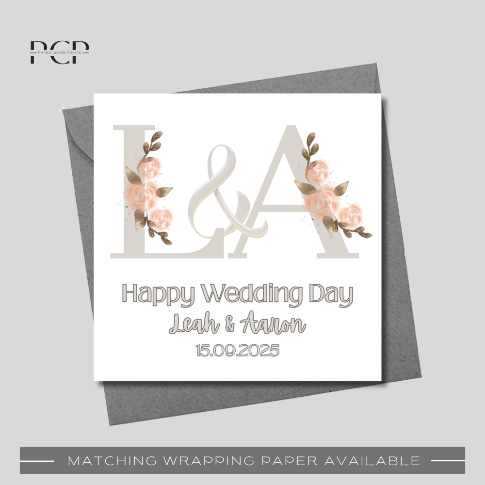 Floral Initial Wedding Day Wrapping Paper