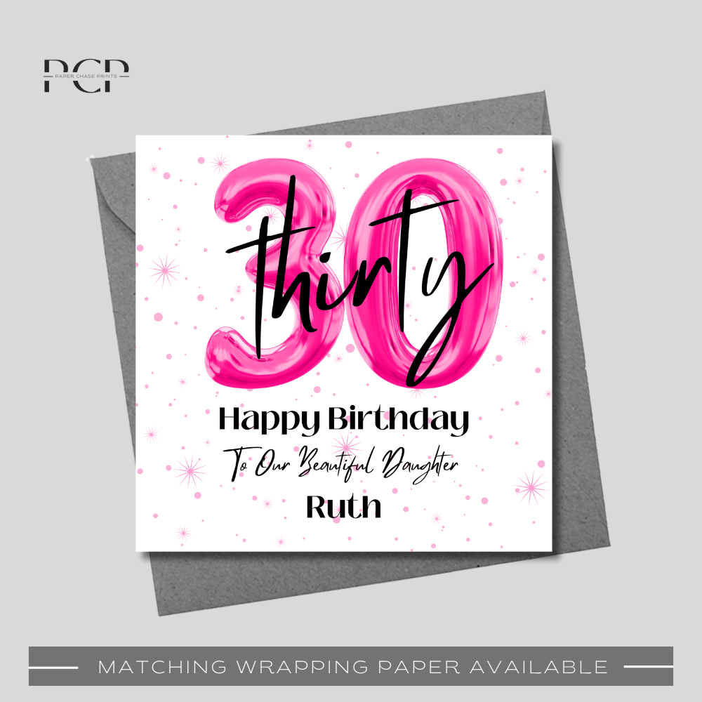 30th Birthday Pink Balloon Wrapping Paper