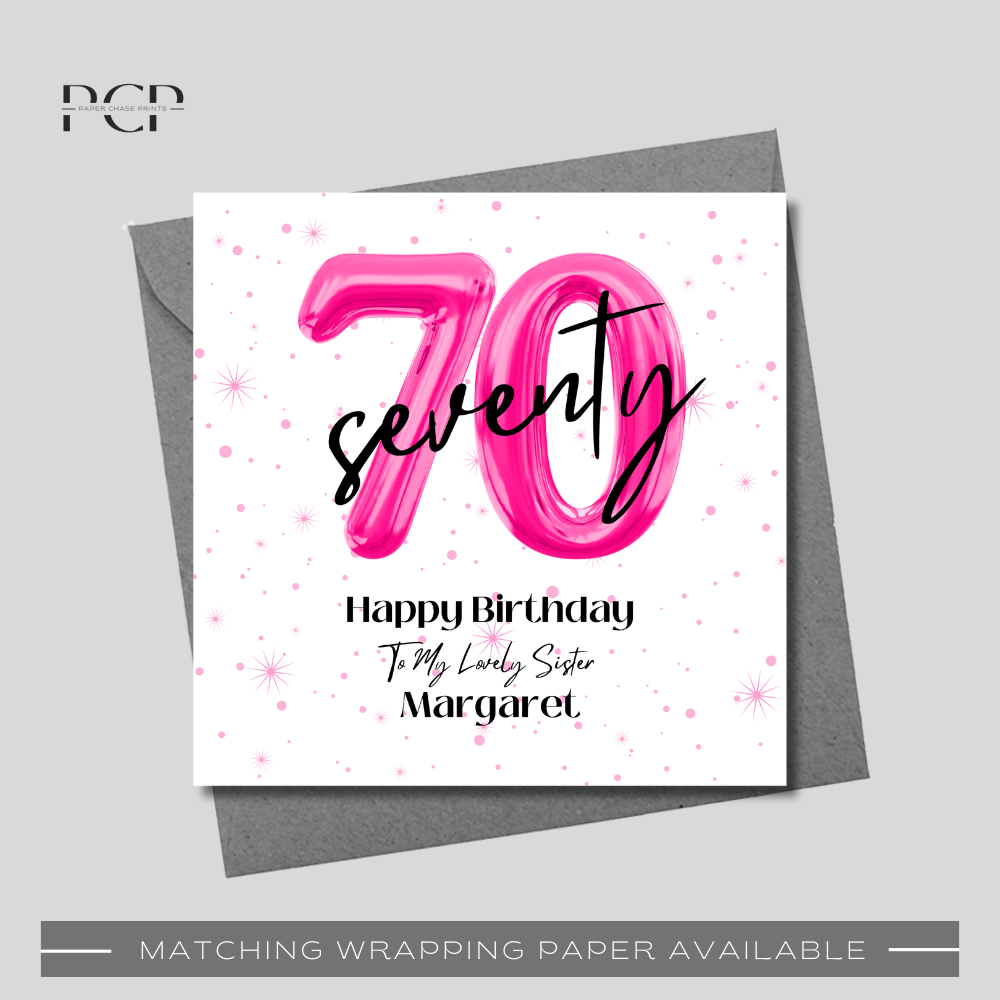 70th Birthday Pink Balloon Wrapping Paper