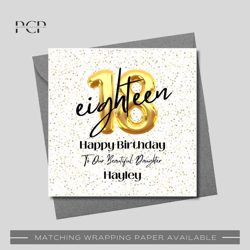 18th Birthday Gold Balloon Wrapping Paper