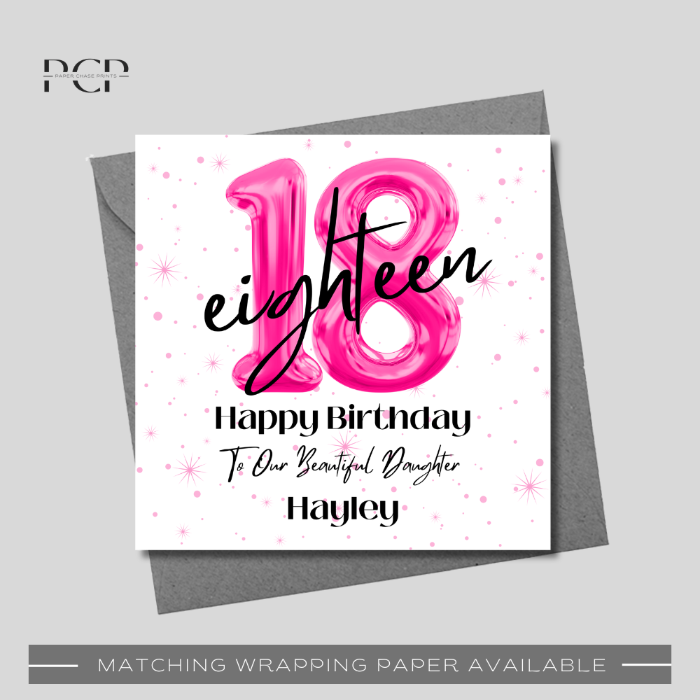 18th Birthday Pink Balloon Wrapping Paper