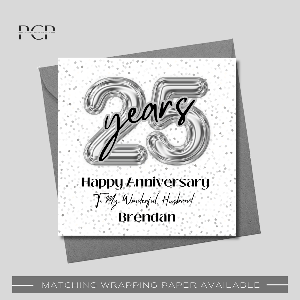 Silver 25th Wedding Anniversary Wrapping Paper