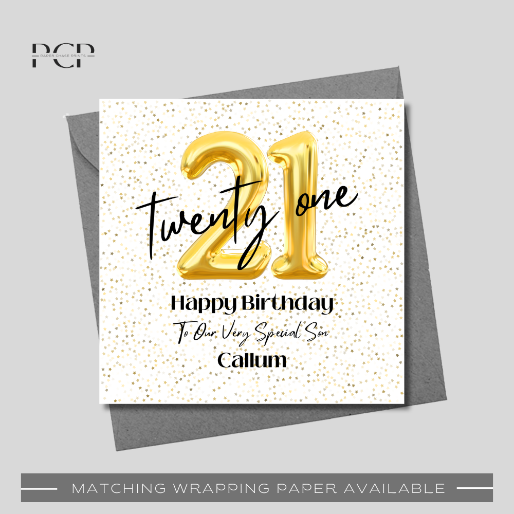 21st Birthday Gold Balloon Wrapping Paper